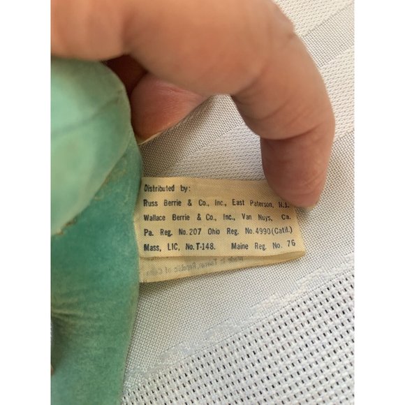 ⭐️Russ Berrie 1972 ⭐️Blue Hound Dog Velvet Plush Stuffed Animal  Vtg Rare!! - Picture 6 of 9